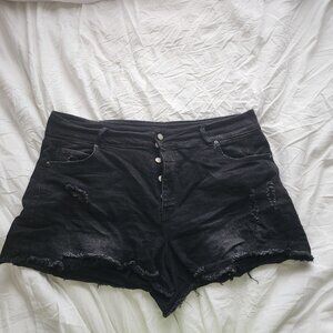 Rue 21 Distressed Black Jean Shorts Plus Size 24